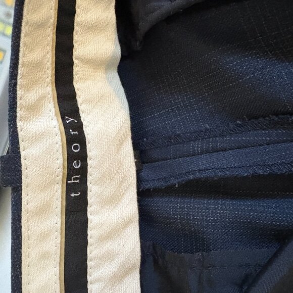 Theory Navy/Plaid Trouser Pant, Size 4 - Picture 4 of 6